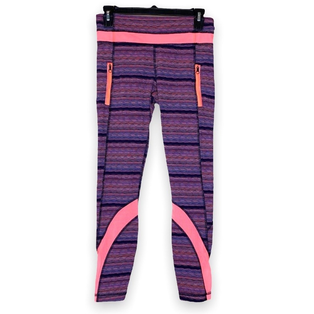 LULULEMON Inspire Tight II Space Dye Twist Naval Blue Flare NEON Leggings Size 6